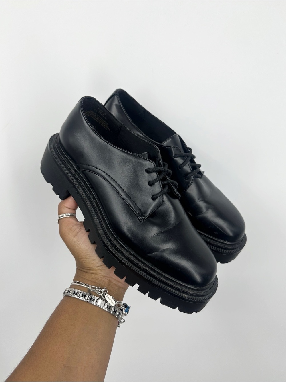 H&M Chunky Black Lug Sole Loafers Shoes Woman's Size 8 Goth Grunge
